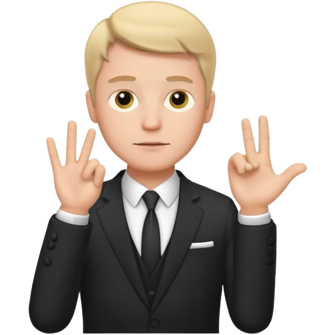 white man in formal suit in thought, shows something with his hand emoji