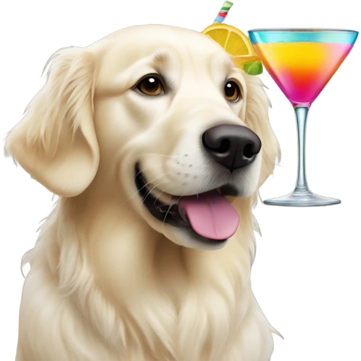 White Golden retriever drinking cocktail  emoji