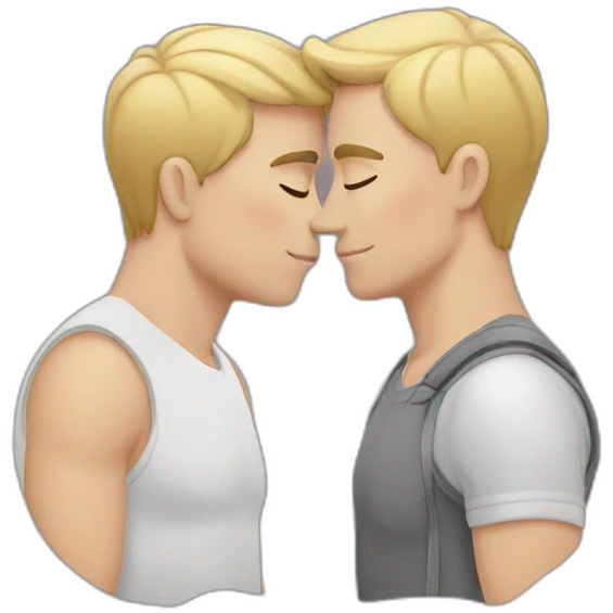 White Gay couple kissing emoji