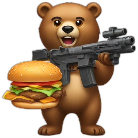 bear with minigun and burger emoji