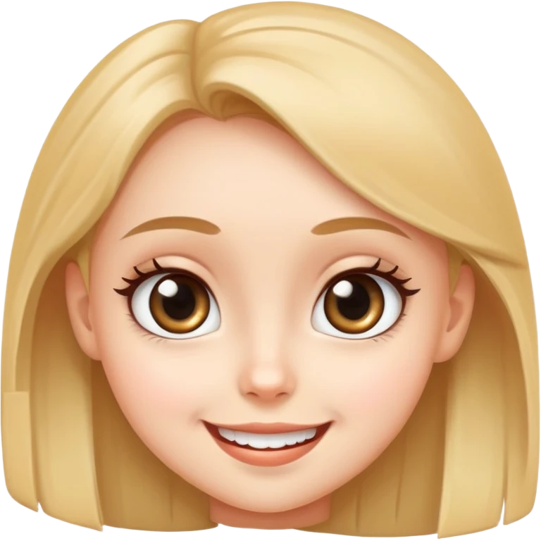 cute girl face with big eyes, smiling emoji