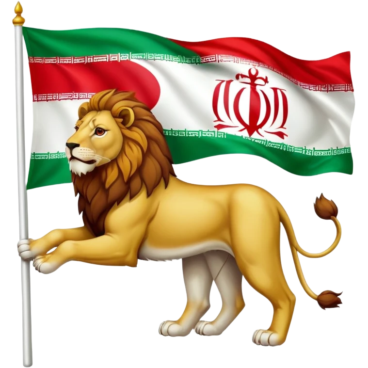 Una bandera iraní pero con un león en medio  emoji