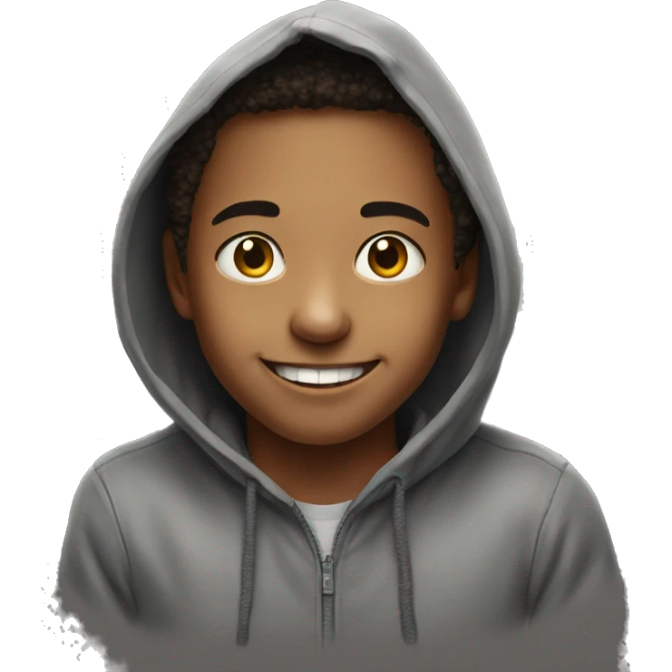 smiling boy in hoodie portrait emoji