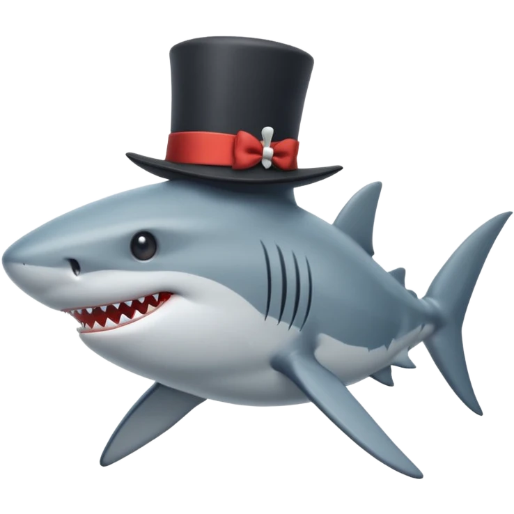 Shark with a top hat emoji