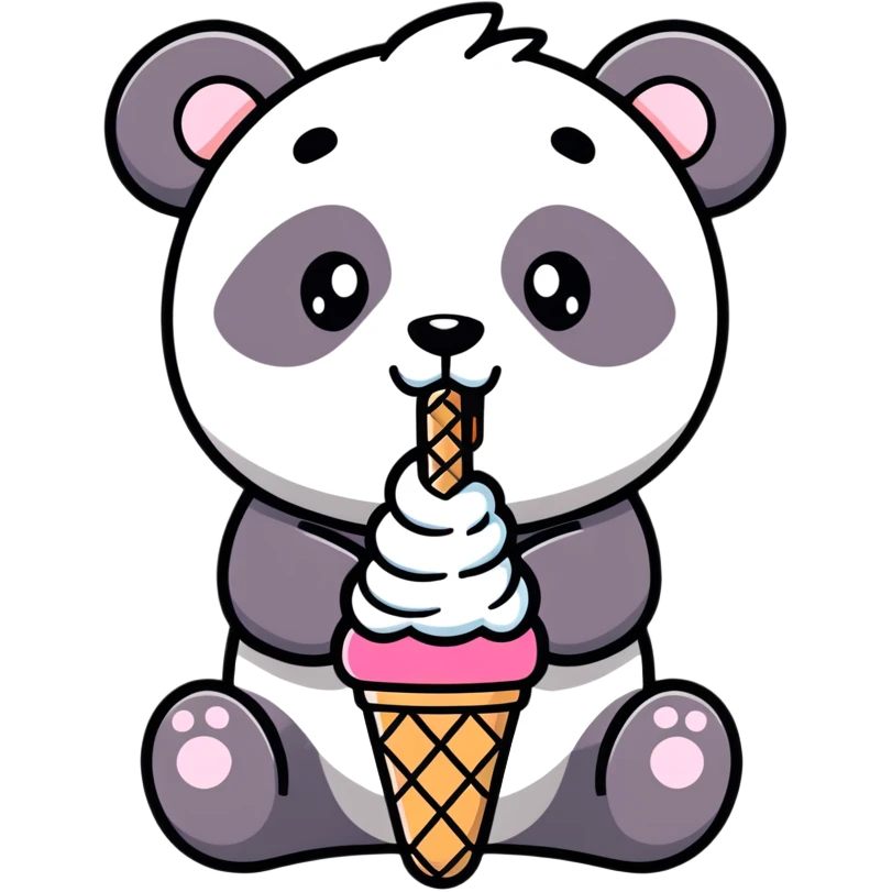 Panda eating ice cream emoji