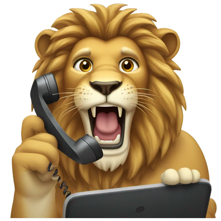 Lion on the phone emoji