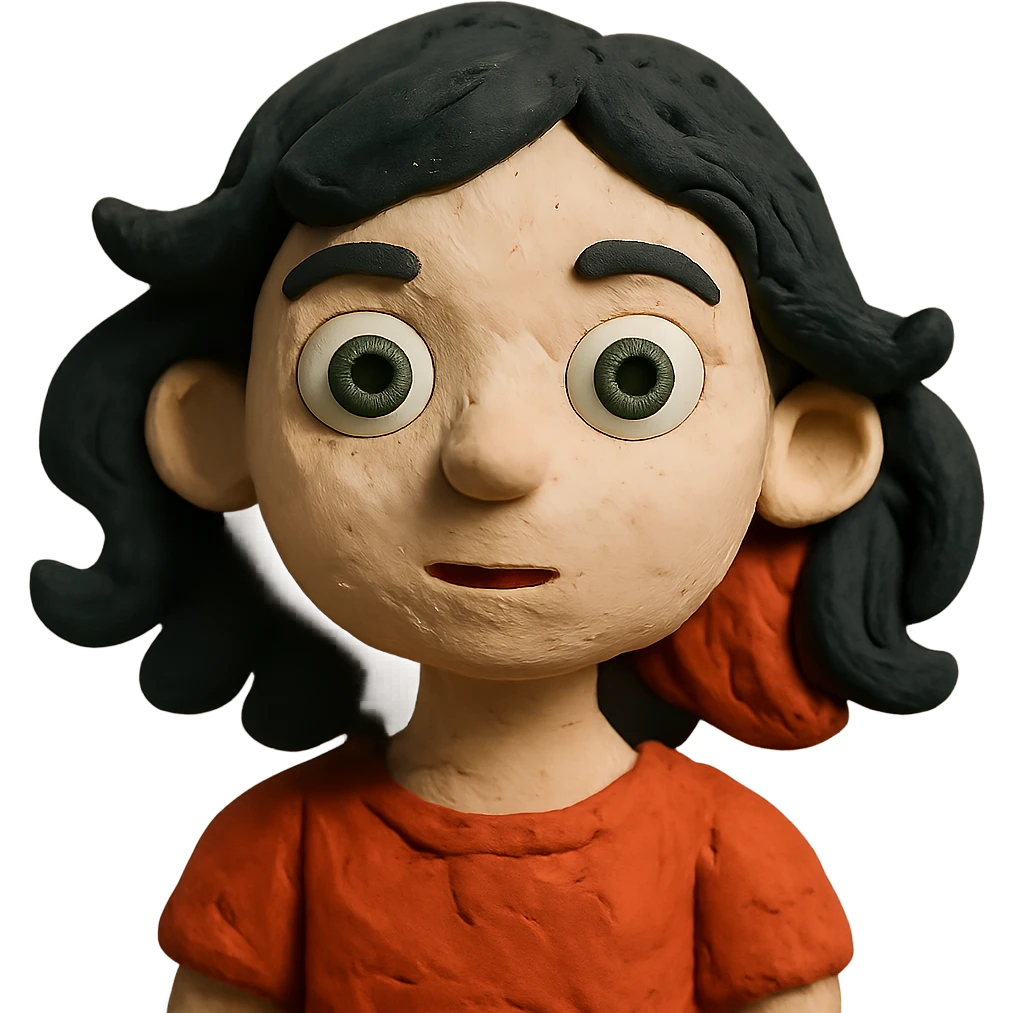 girl with green eyes, white skin, wavy black hair, red hair at the back of her neck emoji