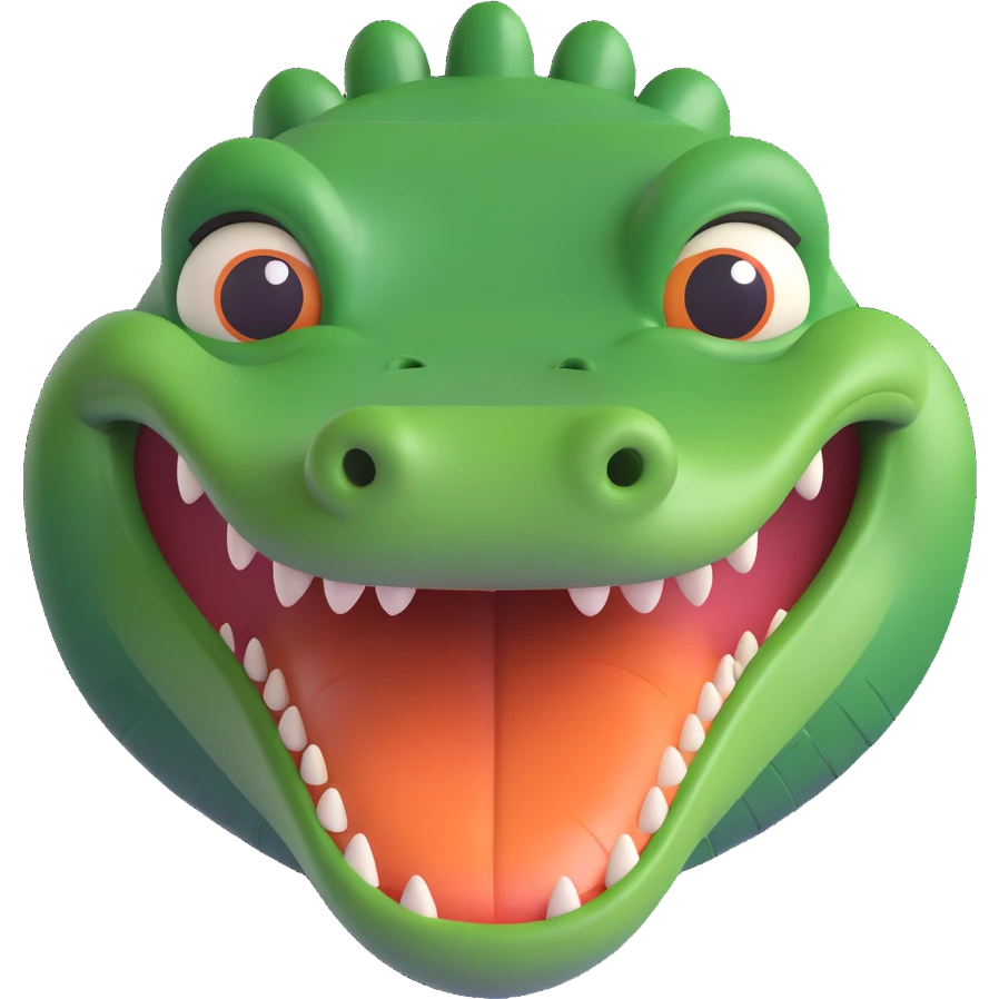 crocodile face, winking emoji