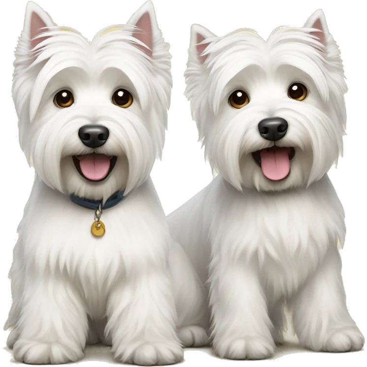 Two white highland terriers of different sizes emoji