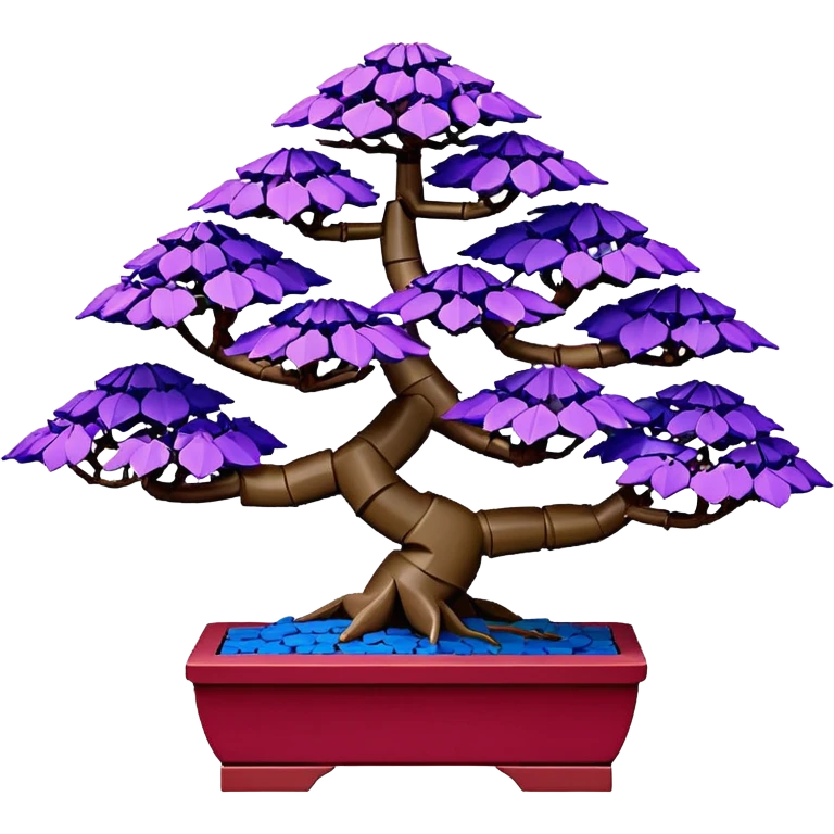 Bonsai Lego fine-leaf group crimson azalea purple and cream blue forest planting origami  emoji