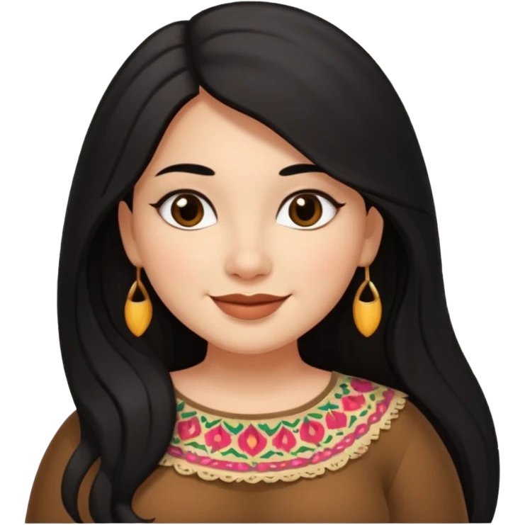 Brown Mexican curvy girl with long black hair  emoji