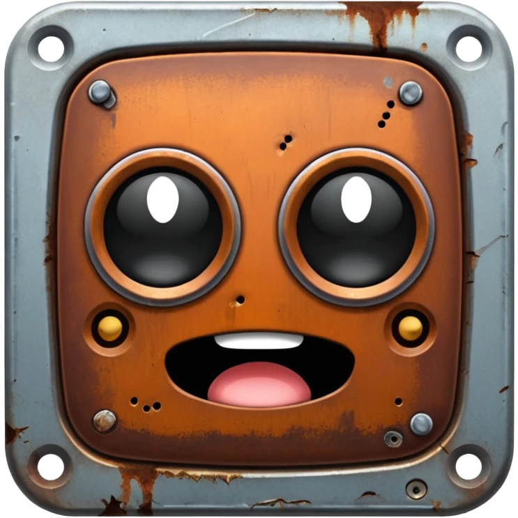 ultra realistic metal rust scrap DUBS icon emoji