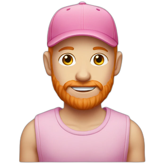 ginger man in pink cap emoji