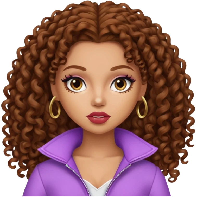 antonia gentry as pretty bratz baddie, brown curly hair emoji