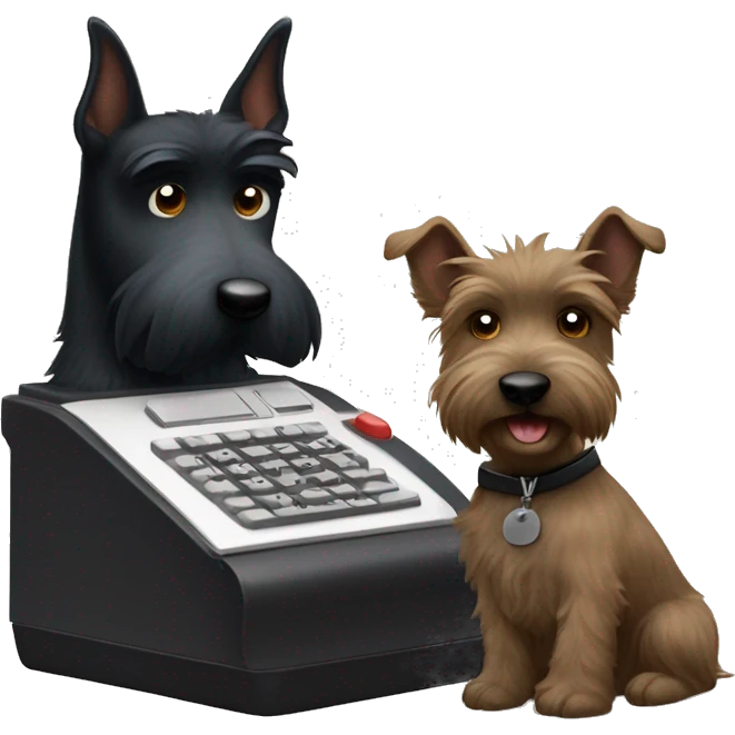 Scottish terrier writing on a court reporter machine emoji