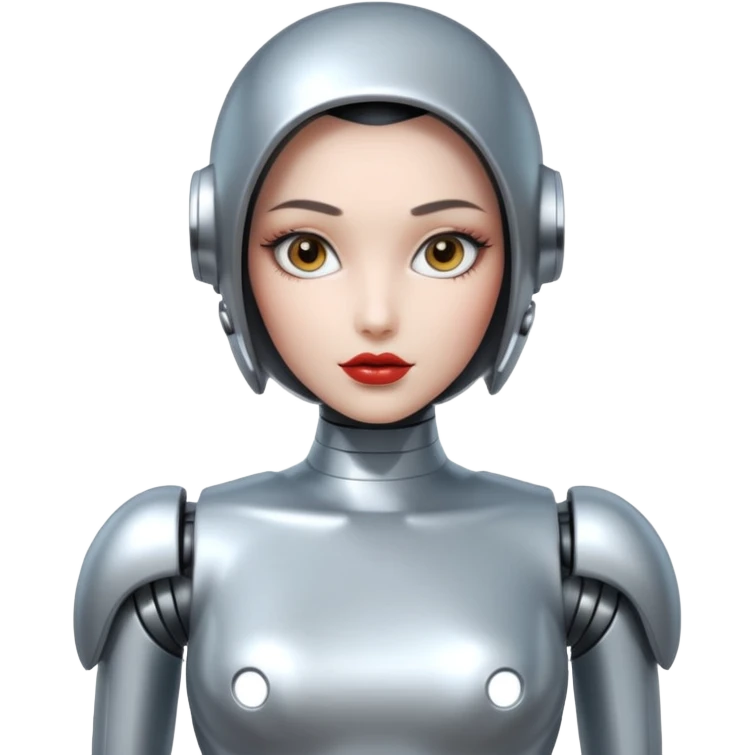 Sexy blank face dronification robot girl full body pinup pose emoji