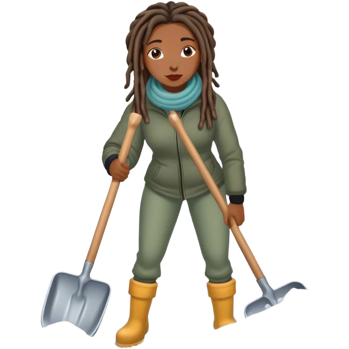 Black woman with locs shoveling  emoji