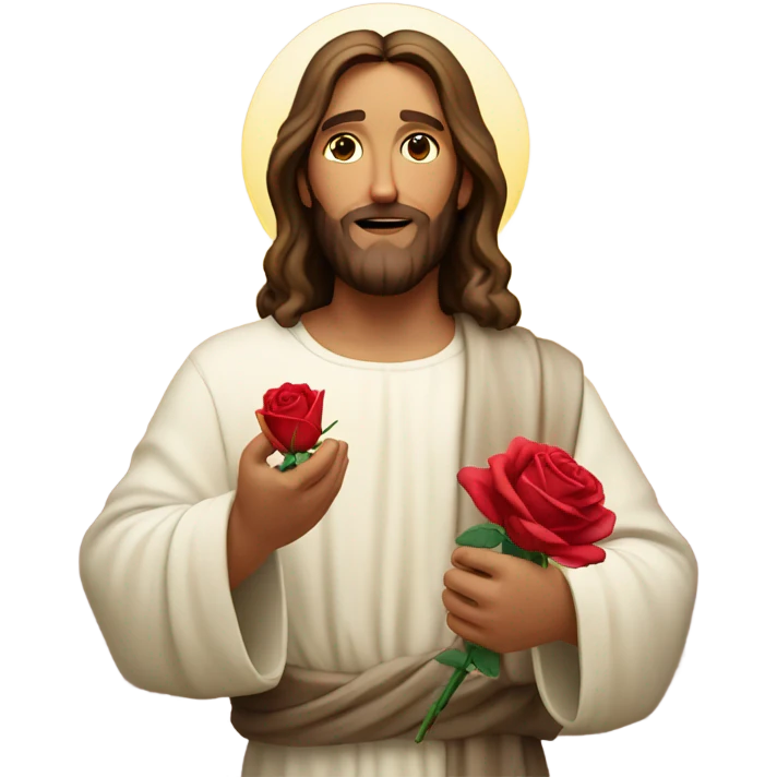 Jesus holding a rose emoji