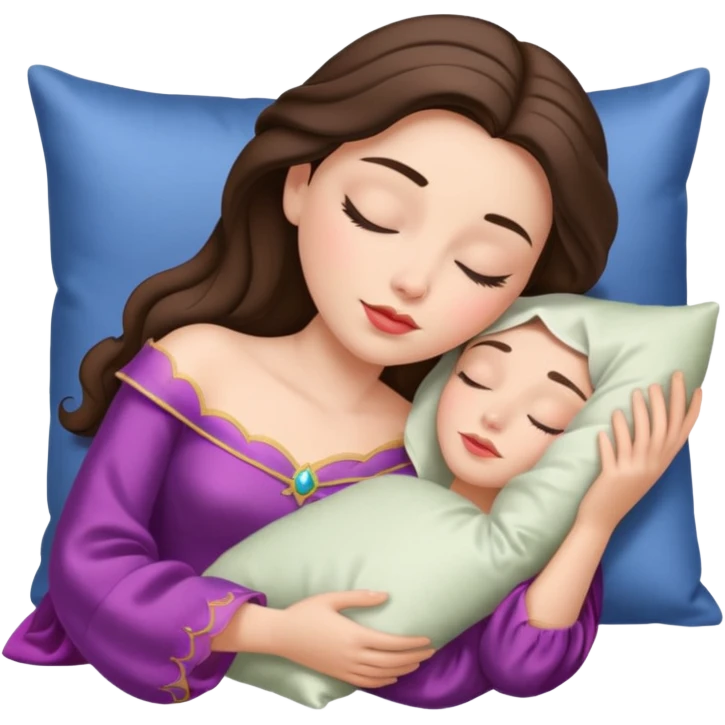 sleeping beauty brunette white girl with a silk pillow emoji