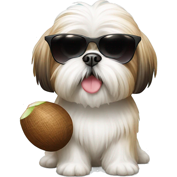 Shih Tzu with sunglasses and a coconut in his hand  emoji