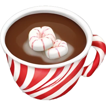 Hot chocolate with Candy cane and marshmallows  emoji