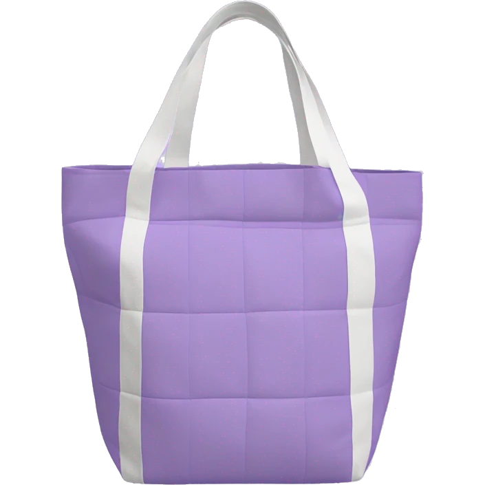 Una totebag aesthetic con cuadrados lilas y blancos irregulares emoji