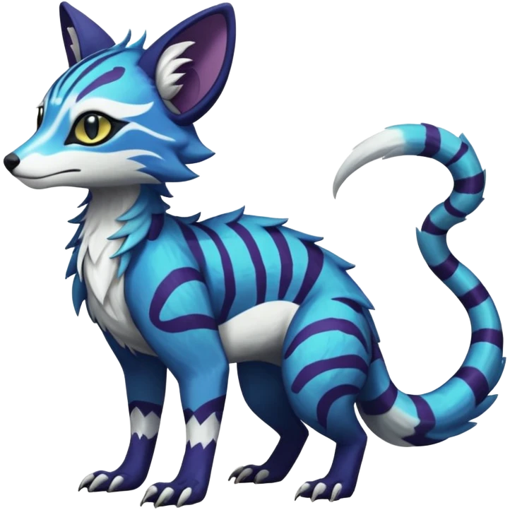 Rare realistic shiny exotic cute epic pretty beautiful handsome gorgeous aesthetic colorful vibrant Vernid-Fionbri-Protogen-Primagen-Sergal-Wickerbeast-Genet-Trico-species-Fakemon-hybrid-creature by LiLaiRa, beautiful intricate markings, full body emoji