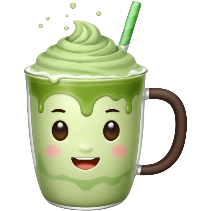 matcha latte with boba and ice without sticks and add a lil coffee  emoji