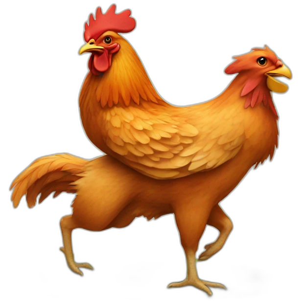 Chicken riding a fox emoji