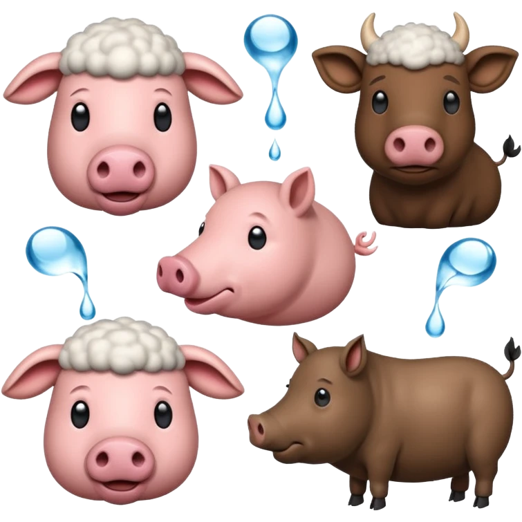 🐑🐷🐄🐃🐂 این پنچ استیکر را ترکیب کن emoji