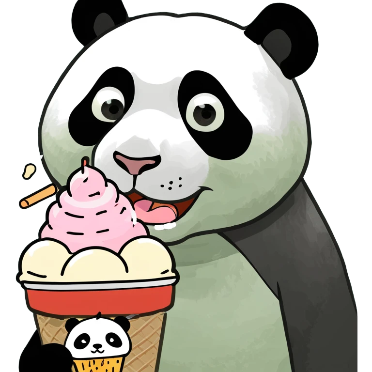 Panda eating ice cream emoji