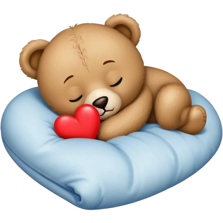 sleeping teddy bear with heart  emoji