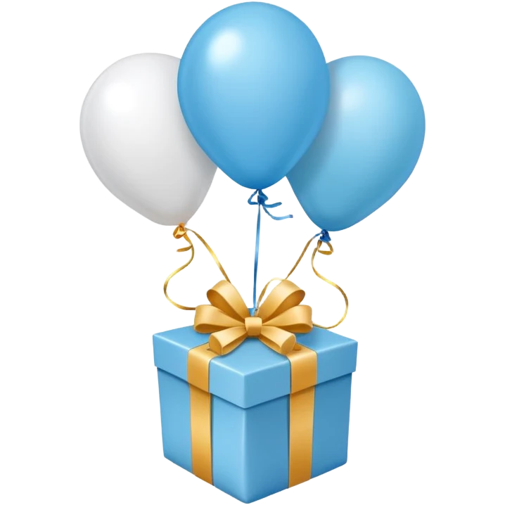 Make light blue and white balloons, and under the balloon strings, put gifts. emoji