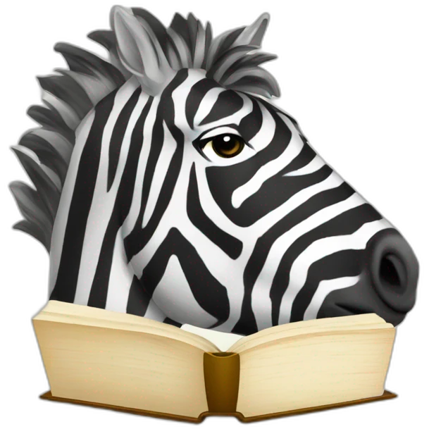 zèbre qui lit un livre emoji