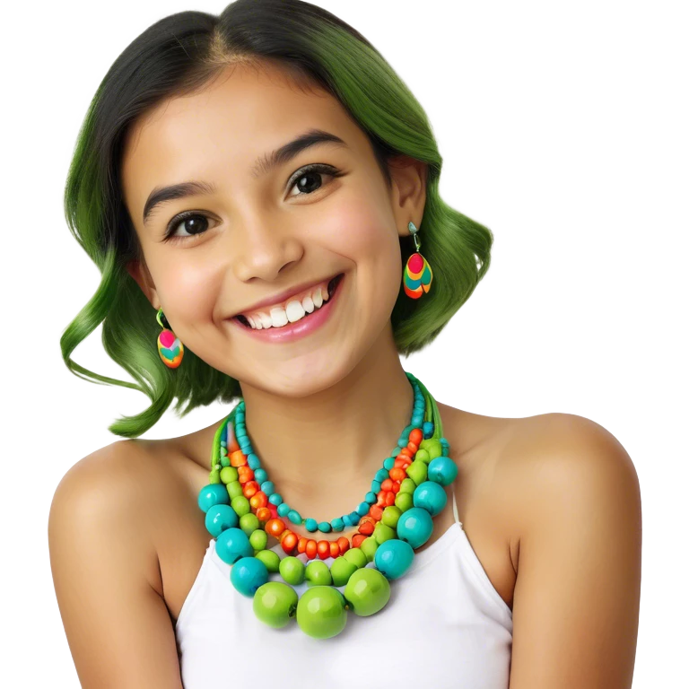 smiling girl with necklace emoji