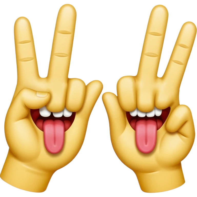 Tongue v fingers emoji