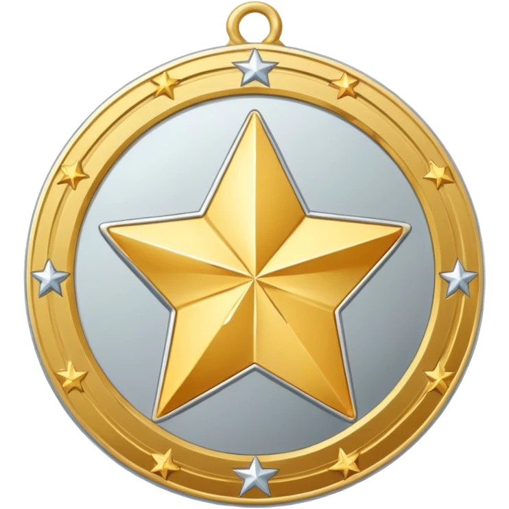 golden medal in star shape, central empty space, details in border, golden, Silver center emoji