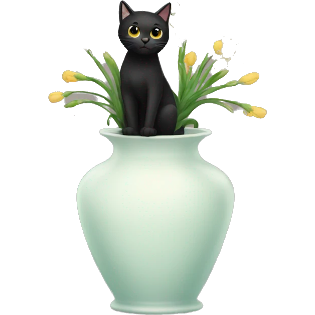 a black cat in a vase emoji