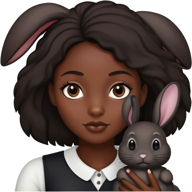 black woman with a black bunny emoji