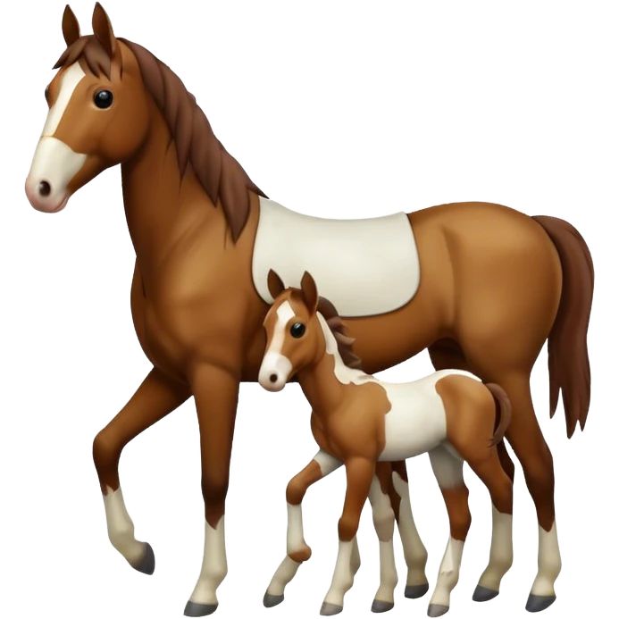 horse with pied foal emoji