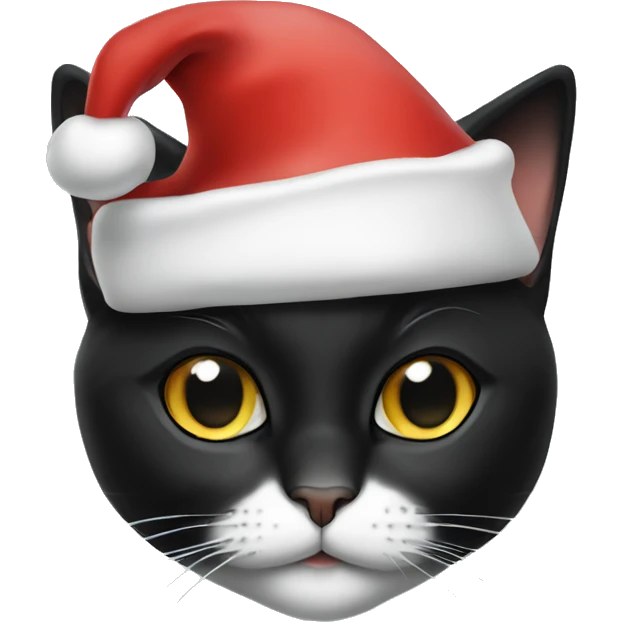 tuxedo cat wearing santa hat emoji