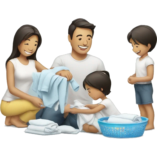 family folding laundry emoji