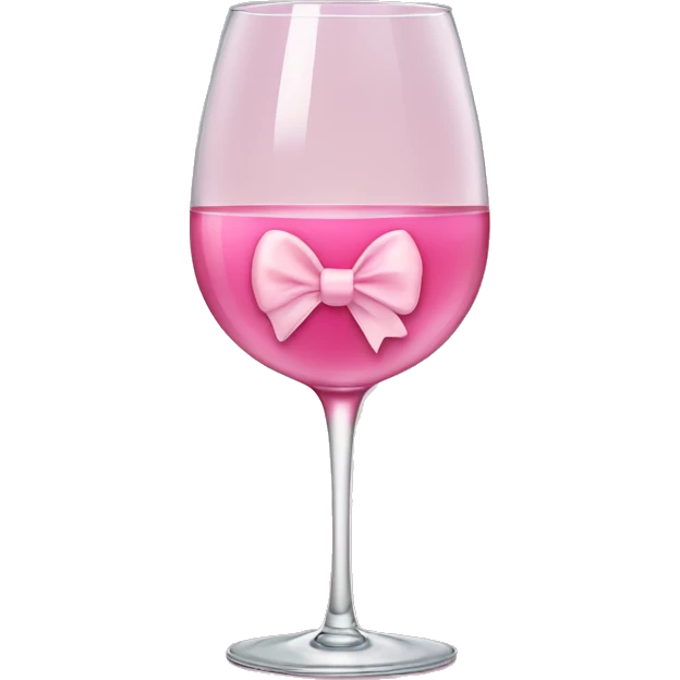 Soft pink wine in a glass with pink bow emoji