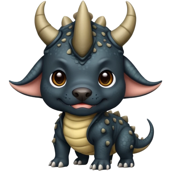 Black pibull dressed as a triceratops black emoji