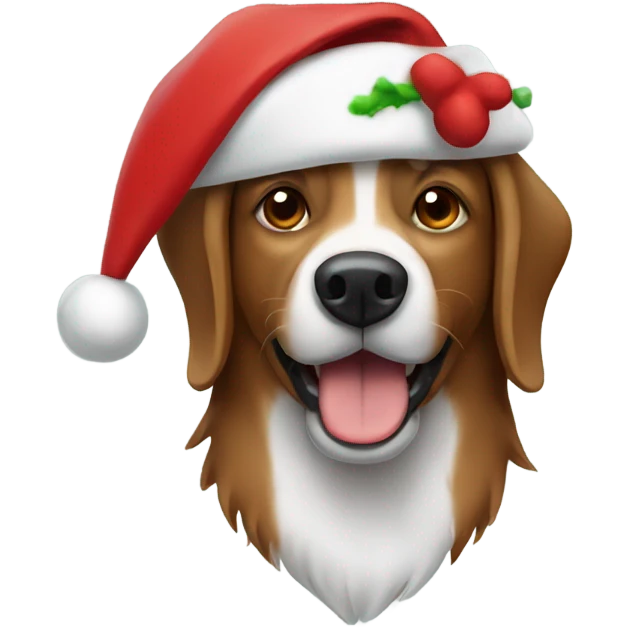 Brown dog wearing santa hat emoji