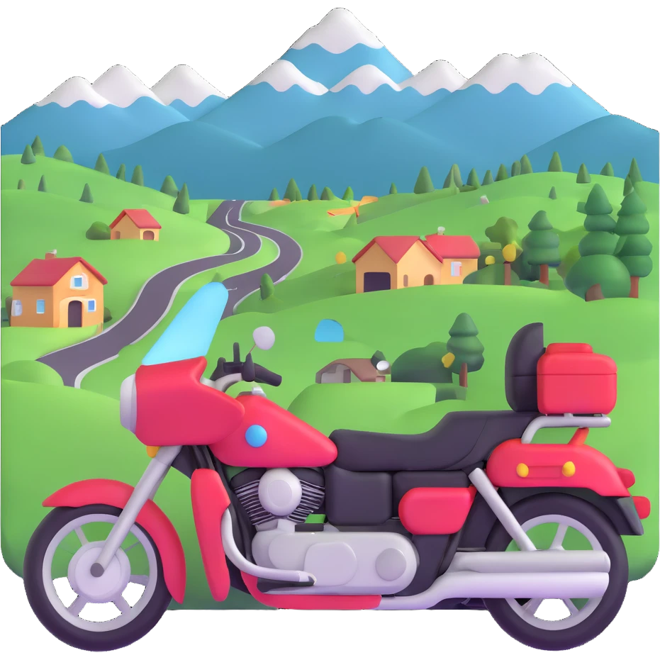 motorcycle touring through scenic countryside emoji