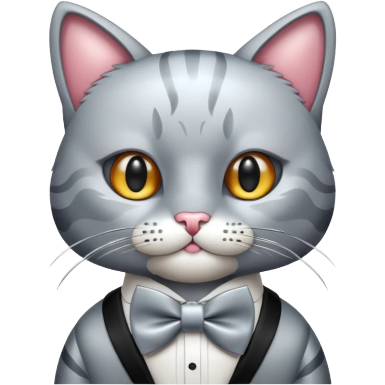 animatronic cat with bow tie emoji