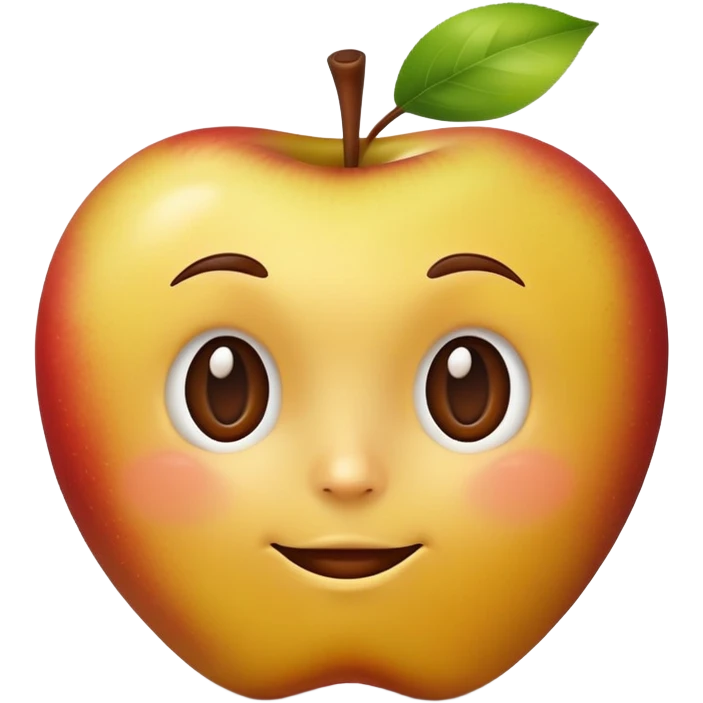 yellow-brown apple with face emoji