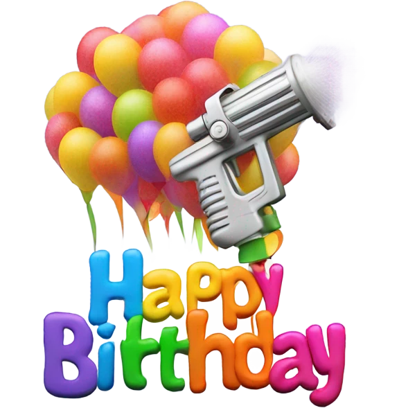 Spray foam gun spraying Happy Birthday  emoji