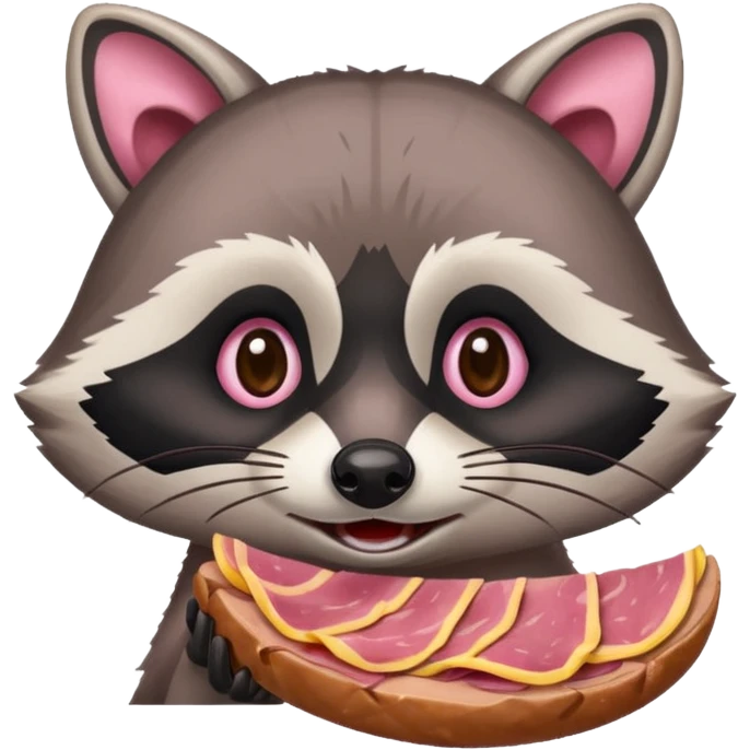 raccoon eating SPAM meat   emoji
